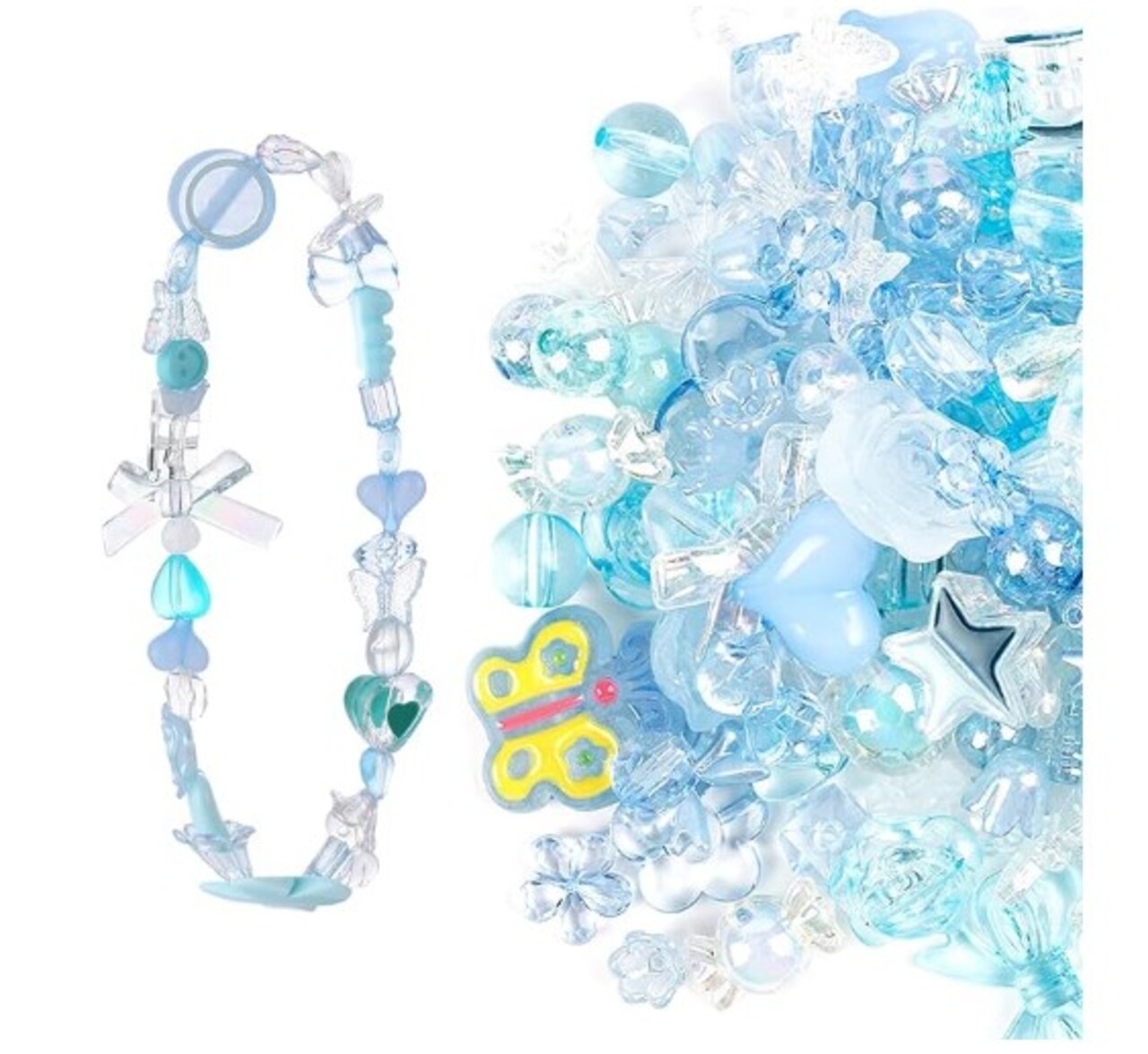 Beads assorted for Jewelry Making Kawaii Aesthetic Cute Beads for Jewelry Making Bulk Butterfly Star Flower Heart Bow Round Beads for Making Bracelets and Necklaces Chains for Cell Phones
